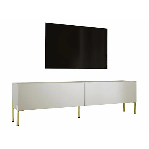 3XELIVING Meuble TV en couleur Cachemire avec pieds droits en or, D: l : 170 cm, H : 52 cm, P : 32 cm