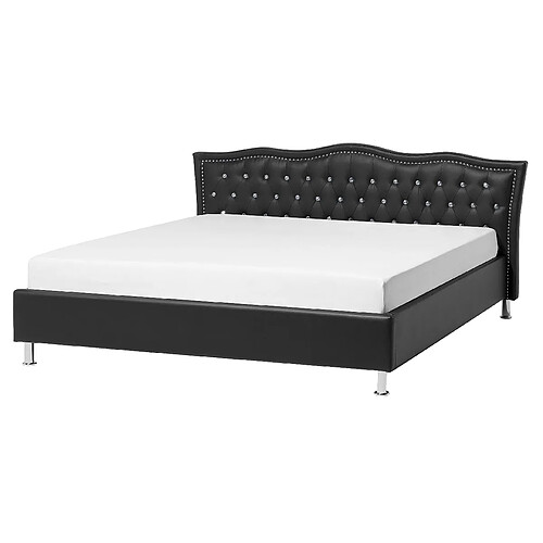 Beliani Lit en cuir PU noir 160 x 200 cm METZ