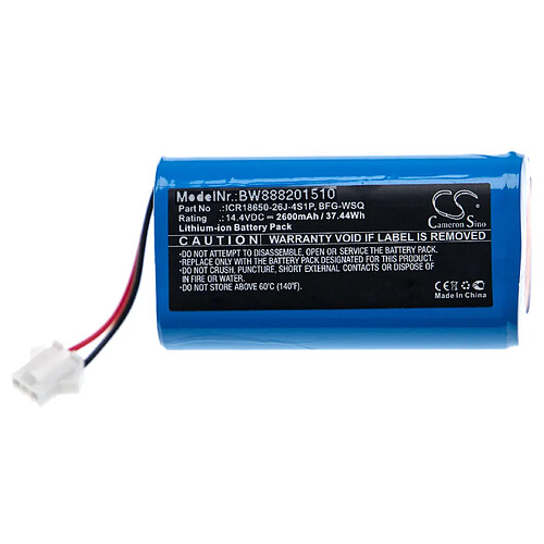 vhbw Batterie remplacement pour Ecovacs UR18650ZY-4S1P-AAM pour aspirateur, robot électroménager (2600mAh, 14,4V, Li-ion)