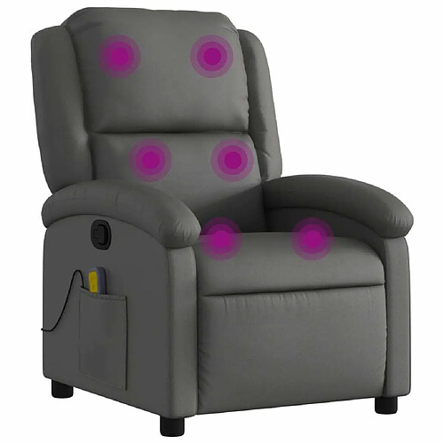 Maison Chic Fauteuil Relax pour salon, Fauteuil de massage inclinable gris cuir véritable -GKD23794