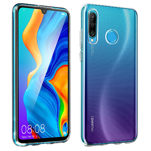 Avizar Coque Huawei P30 Lite Silicone et Film Verre Trempé 9H Contour noir