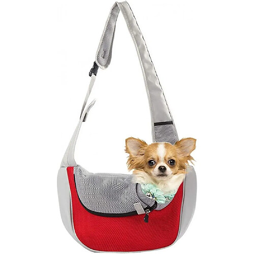 Universal Sac transversal de poitrine portable pour chat et chien de compagnie (rouge et gris L)