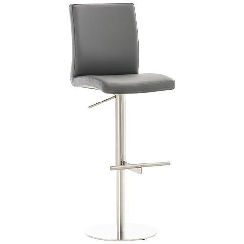 Decoshop26 Tabouret de bar x1 réglable en hauteur et pivotant à 360° plateforme ronde en métal noir assise en PVC gris 10_0004564