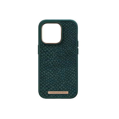 NJORD Coque pour iPhone 14 Pro MagSafe en Cuir de Saumon Vert