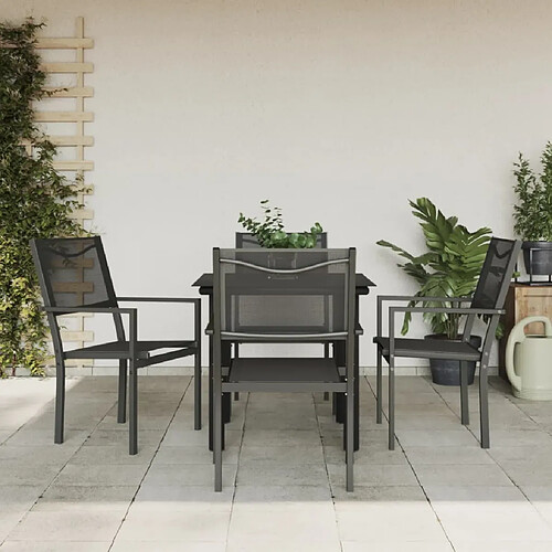 vidaXL Ensemble à manger de jardin 5 pcs noir textilène et acier