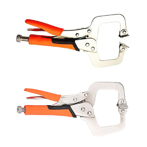 2pcs C Clamp Étau Verrouillage Pointe Normale Multi Pinces avec Couvercle Antidérapant