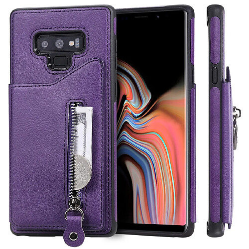 Wewoo Housse Coque Pour Galaxy Note9 étui de protection antichoc à double boucle de couleur unie solide violet