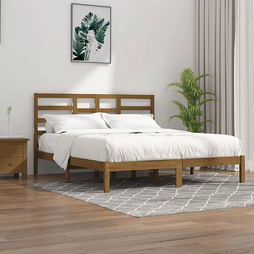 vidaXL Cadre de lit sans matelas marron miel bois massif 200x200 cm