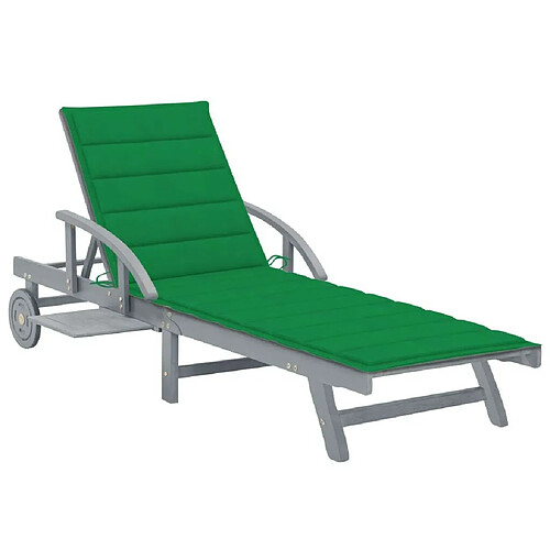 Maison Chic Chaise longue de jardin avec coussin | Bain de soleil Relax | Transat Bois d'acacia solide -GKD39925