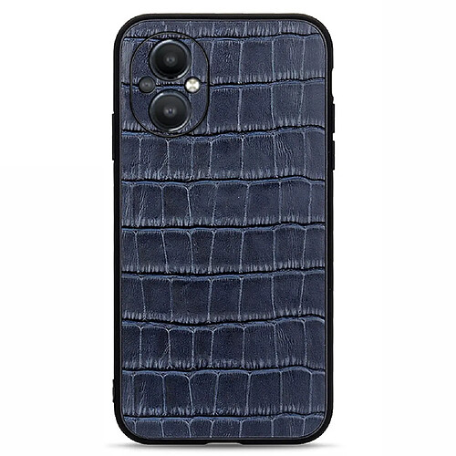 Coque en TPU + cuir véritable texture crocodile, anti-rayures, bleu pour votre OnePlus Nord N20 5G