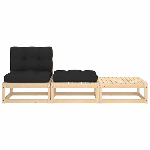 Maison Chic Salon de jardin 3 pcs + coussins - Mobilier/Meubles de jardin - Table et chaises d'extérieur Bois de pin massif -MN27315