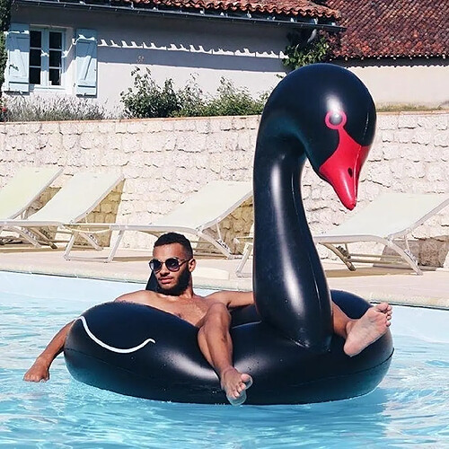 Wewoo Bouée noir Anneau flottant gonflable de piscine de sécurité de natation en forme de cygne, gonflé Taille: 120cm