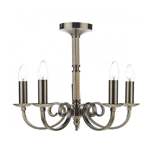 Luminaire Center Suspension Murray laiton antique 5 ampoules