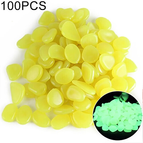 Wewoo décoration de maison 100 PCS brillent dans les cailloux du jardin sombre pour allées et la plantes pierres lumineuses (jaune)