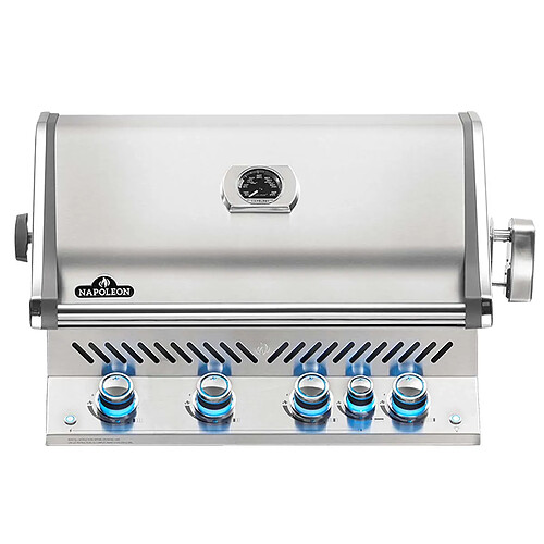 Barbecue à gaz encastrable Napoleon Prestige Pro 500 inox 3 brûleurs + Sizzle Zone + brûleur arrière