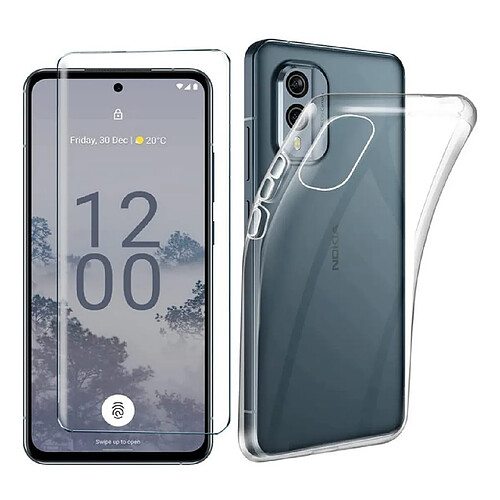 Htdmobiles Coque pour Nokia X30 5G - housse etui silicone gel fine + film ecran - TRANSPARENT TPU