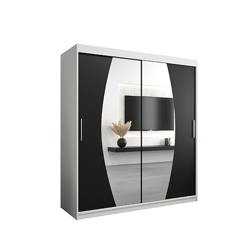 Abiks Meble Armoire Elypse à portes coulissantes 200/180/62 2 portes (blanc/noir)