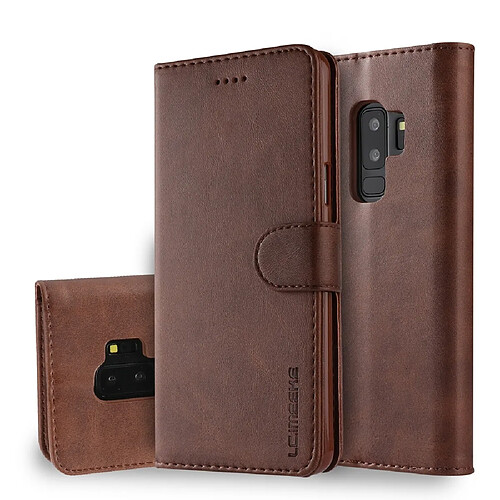 Wewoo Housse Coque Pour Galaxy S9 Plus LC.IMEEKE Étui en cuir à rabat horizontal à texture de veauavec support et fentes cartes et portefeuille marron