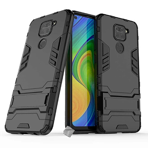 Htdmobiles Coque rigide anti choc pour Xiaomi Redmi Note 9 + verre trempe - NOIR