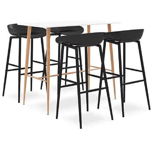 vidaXL Ensemble de bar 5 pcs Blanc et noir