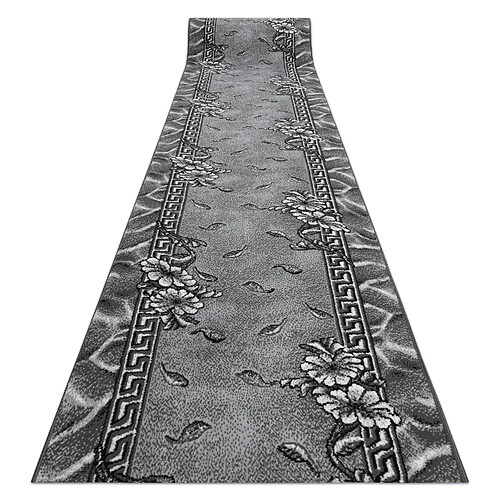 RUGSX TAPIS DE COULOIR BCF MORAD Trio fleurs, feuilles gris 100 cm 100x460 cm