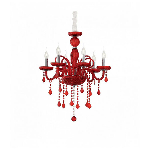 Ideal Lux Suspension Rouge en cristal GIUDECCA 6 ampoules