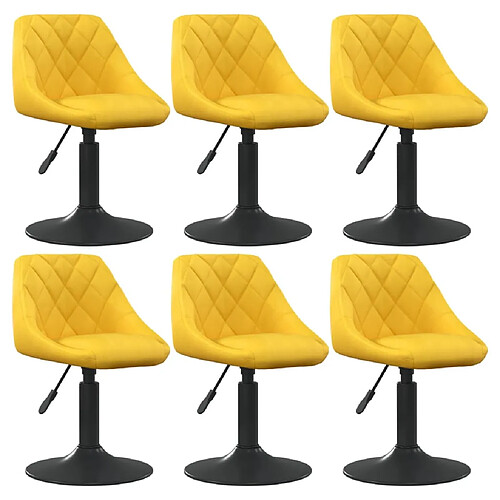 vidaXL Chaises à manger pivotantes lot de 6 jaune moutarde velours