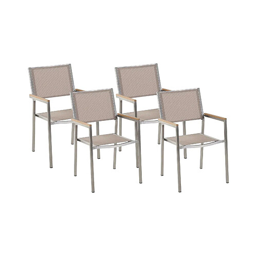 Beliani Lot de 4 chaises GROSSETO Empilable Acier inox Beige