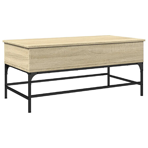 ComfortXL Table Basse Chêne Sonoma 100x50x45cm Bois D'ingénierie Et Métal