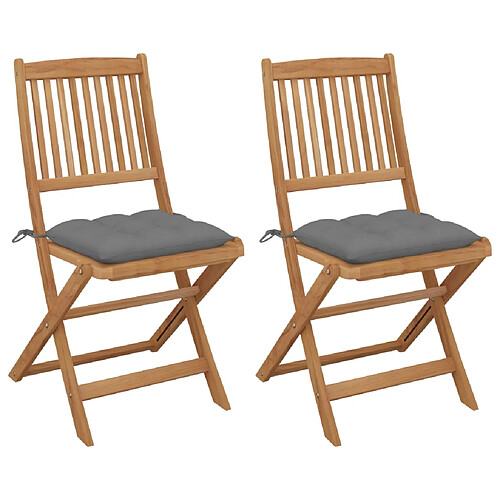 vidaXL Chaises pliables de jardin lot de 2 avec coussins Bois d'acacia