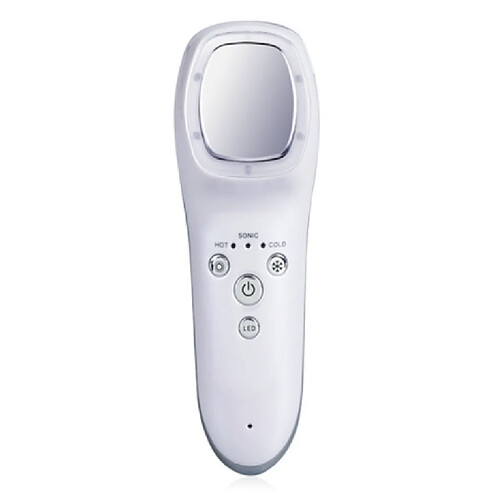 Chrono Appareil de levage facial Vibromasseur facial chaud et froid à ultrasons Appareil de beauté de soins de la peau pour la thérapie par photons à 7 LED(Blanc)