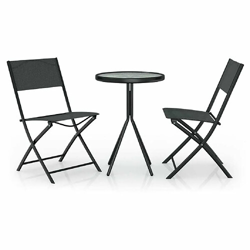 Maison Chic Table de bistro et chaises d'extérieur 3 pcs,Ensemble de bistro de jardin pour relax Acier Noir -GKD569530