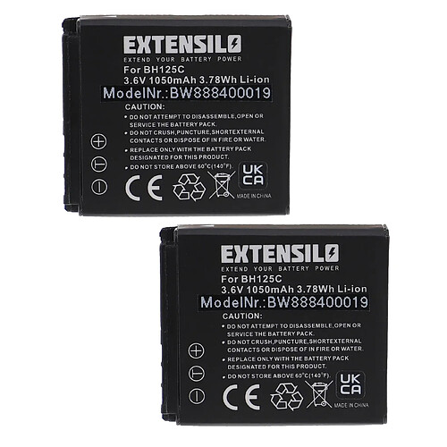 Vhbw EXTENSILO 2x Batteries remplacement pour Pentax D-Li106 pour caméra de sport, appareil photo, reflex numérique (1050mAh, 3,6V, Li-ion)