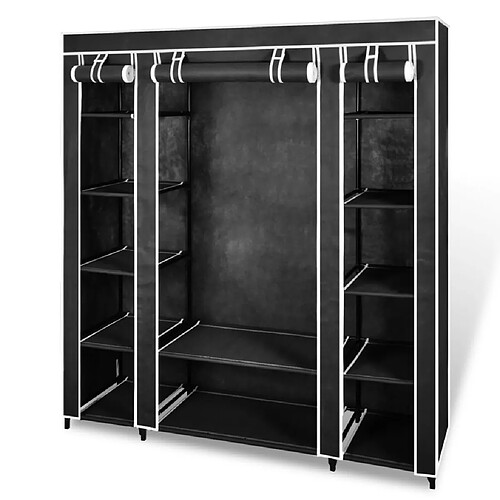 vidaXL Armoire avec compartiments et tiges 45 x 150 x 176 cm Noir