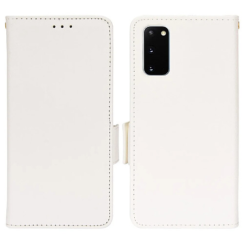 Etui en PU texture litchi, fermoir aimanté avec support blanc pour votre Samsung Galaxy S20