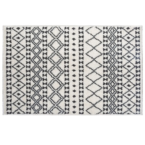 Atmosphera, Createur D'Interieur Tapis etnique à motifs géométriques - Noir et Blanc - 120 x 170 cm