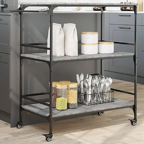 Maison Chic Desserte de cuisine | Chariot de cuisine | Meuble de rangement roulant sonoma gris 100,5x50x105cm bois d'ingénierie -GKD51693