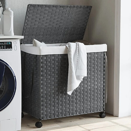 vidaXL Panier à linge avec roulettes - Gris