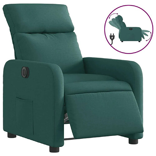 Maison Chic Fauteuil Relax pour salon, Fauteuil inclinable électrique Vert foncé Tissu -GKD74709