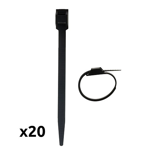 Lot de 20 colliers de câblage 9x 260mm noir - Zenitech