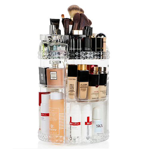 Universal Organiseur de composition Boîte de rangement de cosmétiques 360 degrés Rotation transparente Mode Rotation multifonctionnelle Acrylique amovible | Organisateur de maquillage