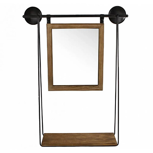 L'Héritier Du Temps Etagère Miroir Mural Trumeau Glace Rectangle en Bois et Métal Noir 17x40,5x67cm