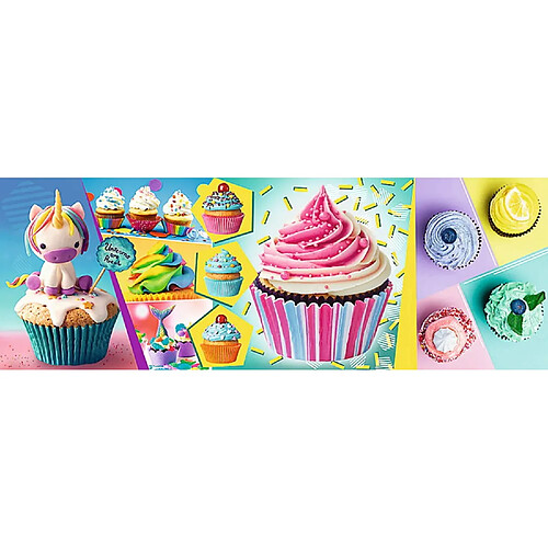 trefl- Puzzle Panorama modèle Cupcakes colorés 1000 pièces, 29045, Multicolore