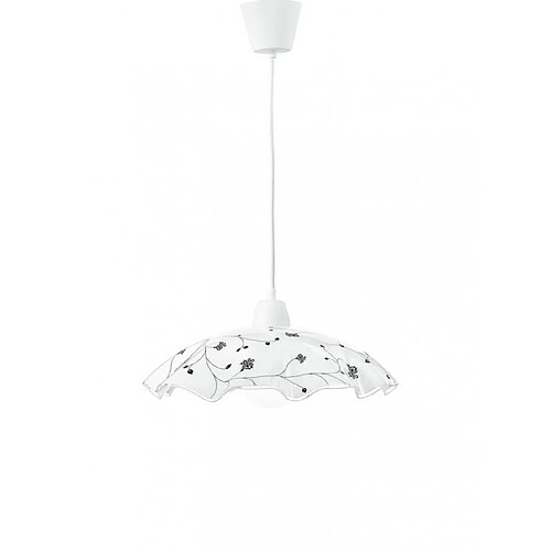 Fan Europe Suspension Root 1 ampoule Verre,câble en plastique blanc