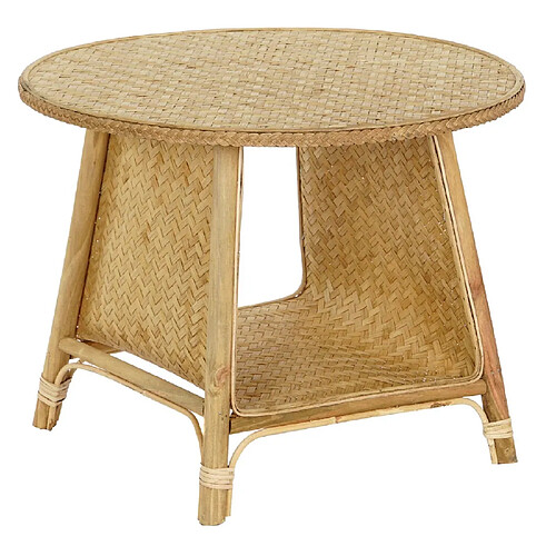 Pegane Table d'appoint ronde en bambou et rotin coloris naturel - Diamètre 61 x Hauteur 49 cm