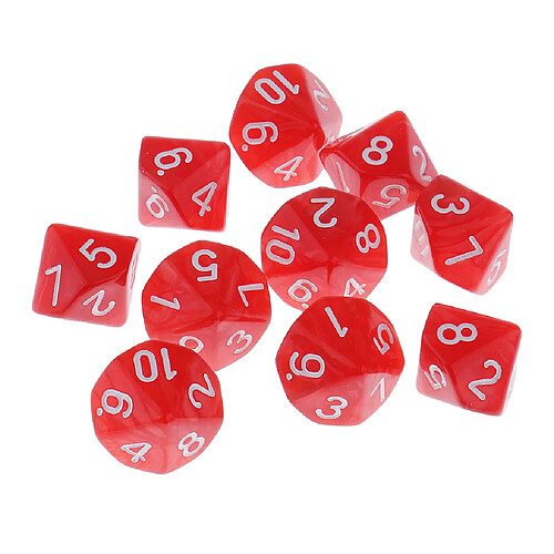 10 pièces en plastique 10 faces d10 d10 pour la barre de jeu accessoire rouge