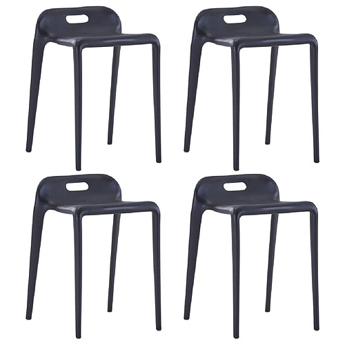 vidaXL Tabourets empilables lot de 4 noir plastique