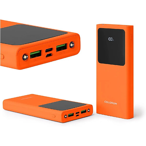 SANAG Colorum Power Bank 10000Mah Orange - Batterie Externe Portable Avec Usb-C Microusb - Power Bank Avec Écran Led - Batterie Externe Charge Rapide De Deux Appareils Avec Deux Voyants Led