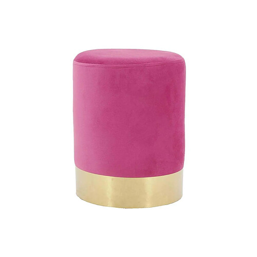 Aubry Gaspard Pouf en velours et métal doré rose.