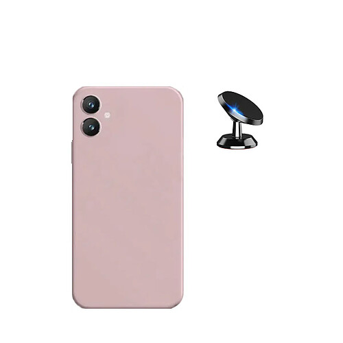 Kit de voiture magnétique de voiture + cas de silicone liquide Phonecare pour Samsung Galaxy A05 - rose